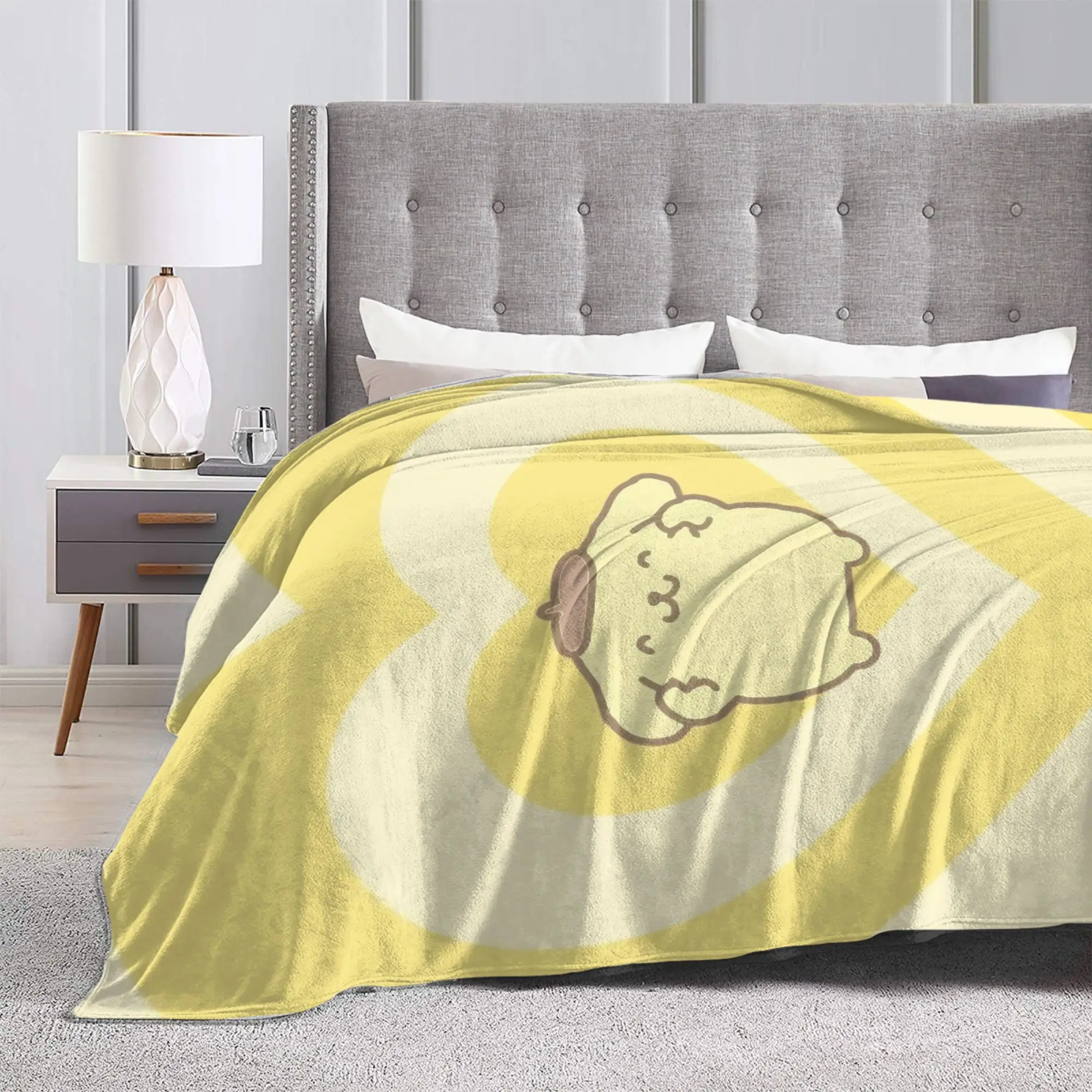 Pompompurins Kawaii Yellow Blankets Flannel Printed  Portable Lightweight Thin Throw Blanket for Home Outdoor Bedspreads