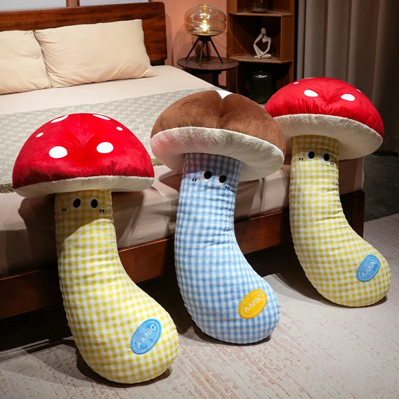 Juguetes de peluche de setas suaves, almohada larga abrazable, planta suave rellena, estilo seta, muñecos para dormir, cojín trasero, decoración del hogar