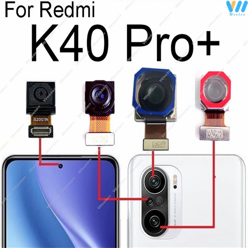 Przednia kamera tylna do Xiaomi Redmi K40/ K40 Pro Plus/K40 Gaming K40S Główna tylna przednia kamera do selfie Samll Flex Cable Parts