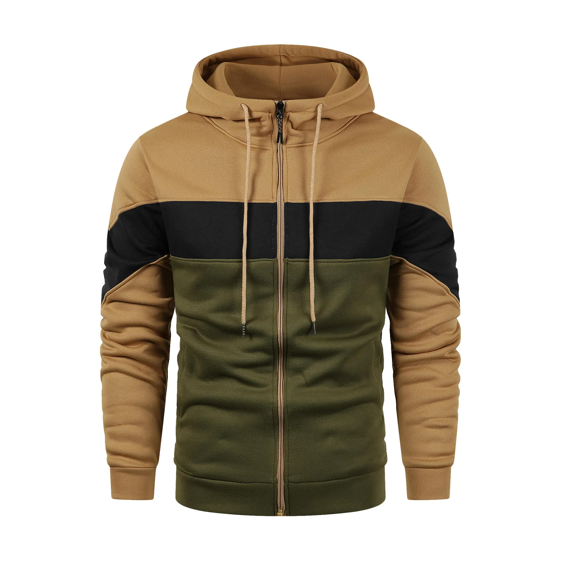 2024 Spring and Autumn Men\'s and Women\'s Fashion Zipper Splicing Hoodie Hoodie Outdoor Sports and Leisure Loose Simple Coat