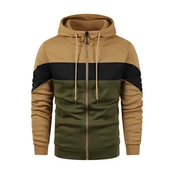 2024 Spring and Autumn Men's and Women's Fashion Zipper Splicing Hoodie Hoodie Outdoor Sports and Leisure Loose Simple Coat