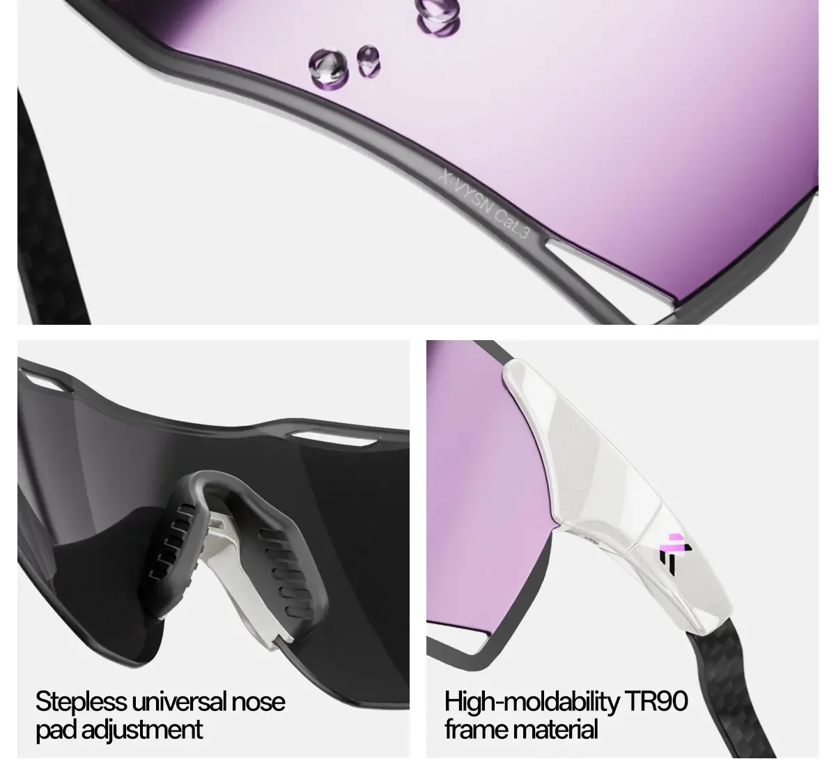 Kapvoe 2026 Neue Sonnenbrille Radfahrbrille Leichte Laufbrille Sportbrille für Männer und Frauen Wanderbrille Kohlefaser UV400 Schutzbrille – Detail 30