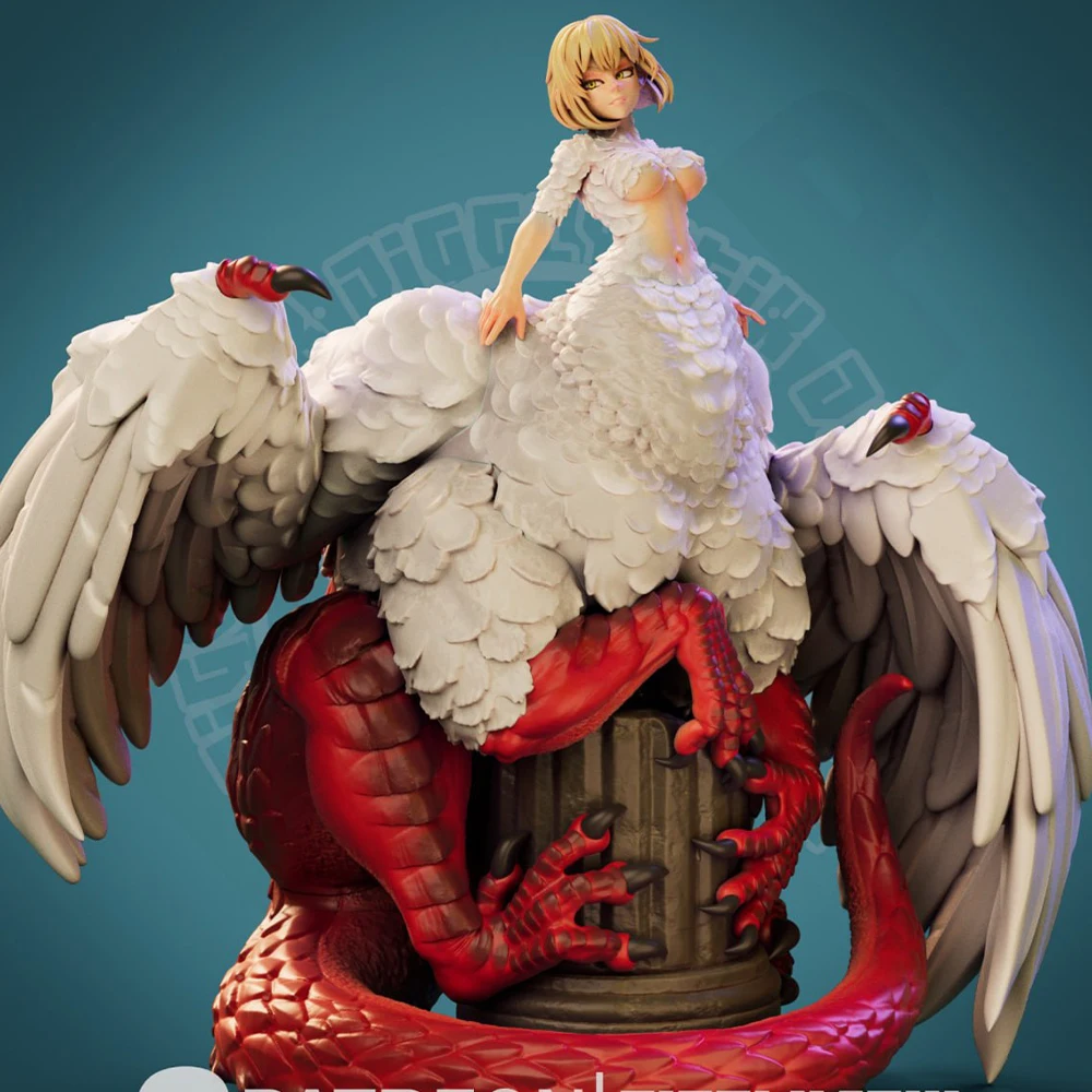 

50mm Sexy Birdy Girl Resin Figurine Toy Unpainted GK Doll Unassembled 3D Print Miniature Reduction Statue