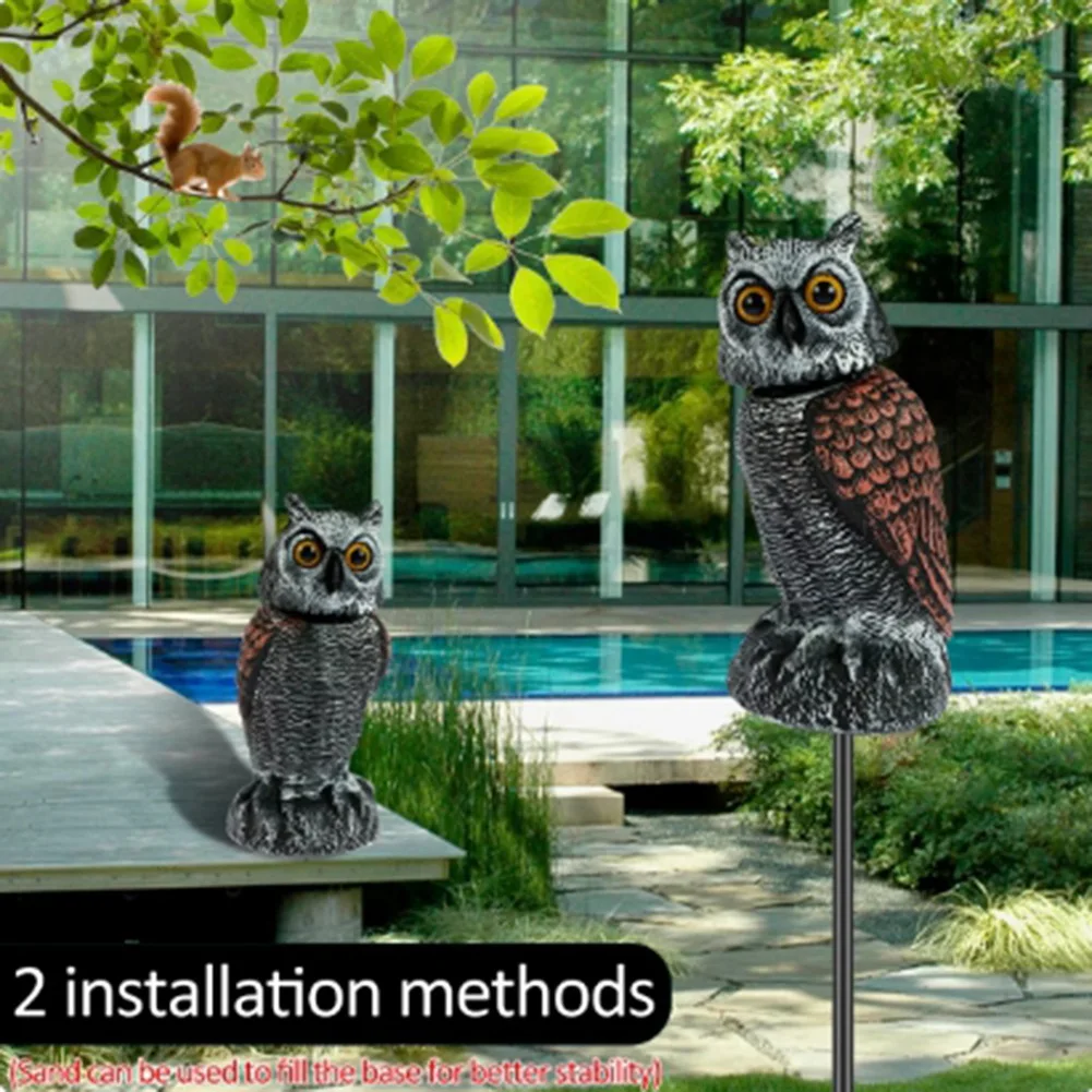 

AA01-Owl Scare Control Devices With 360° Swivel Fake Owl Decoy Owl Bird Deterrent Garden Decoration