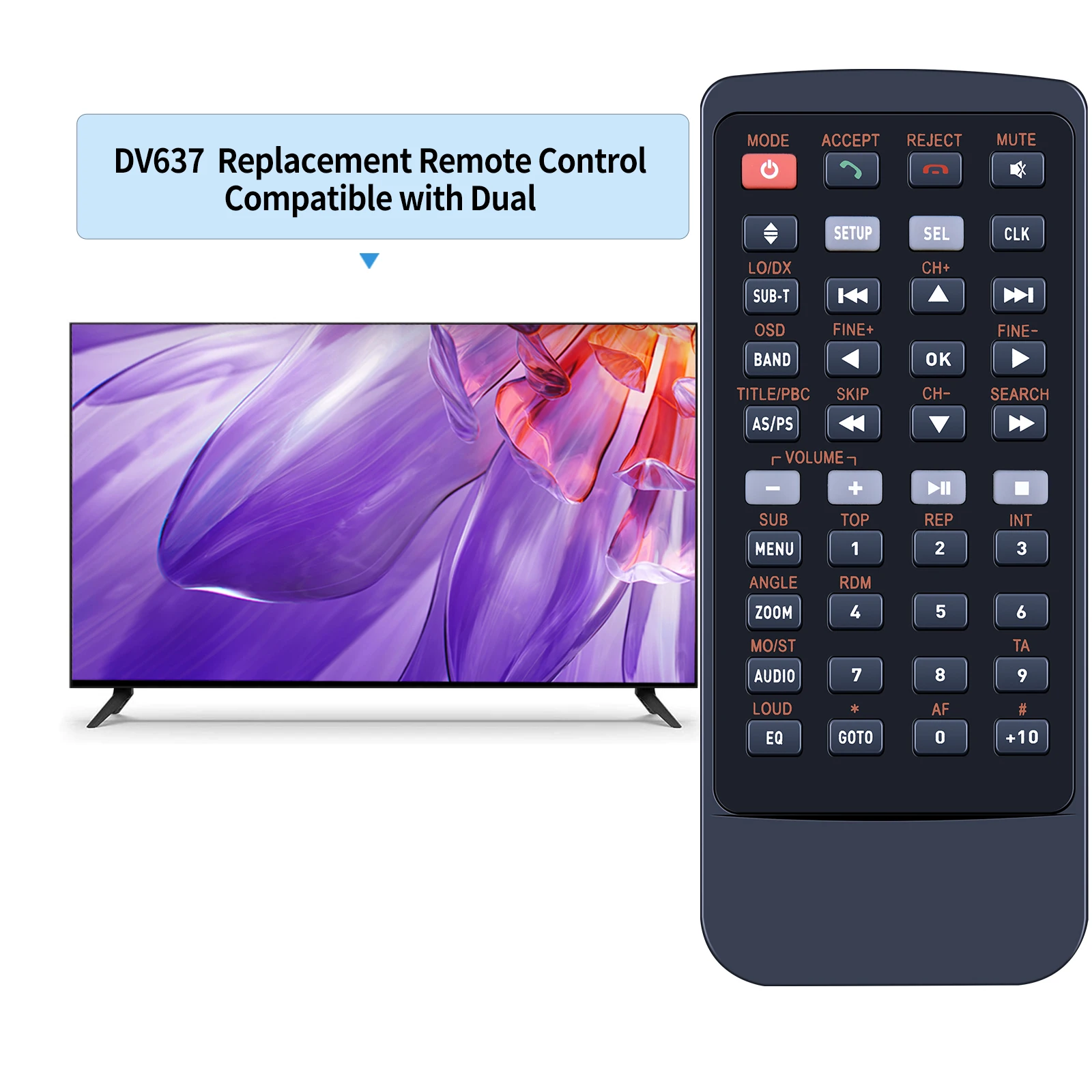 Novo controle remoto para receptor de DVD duplo DV637 DV605 DV705 DV615B DV635MB DV737MB