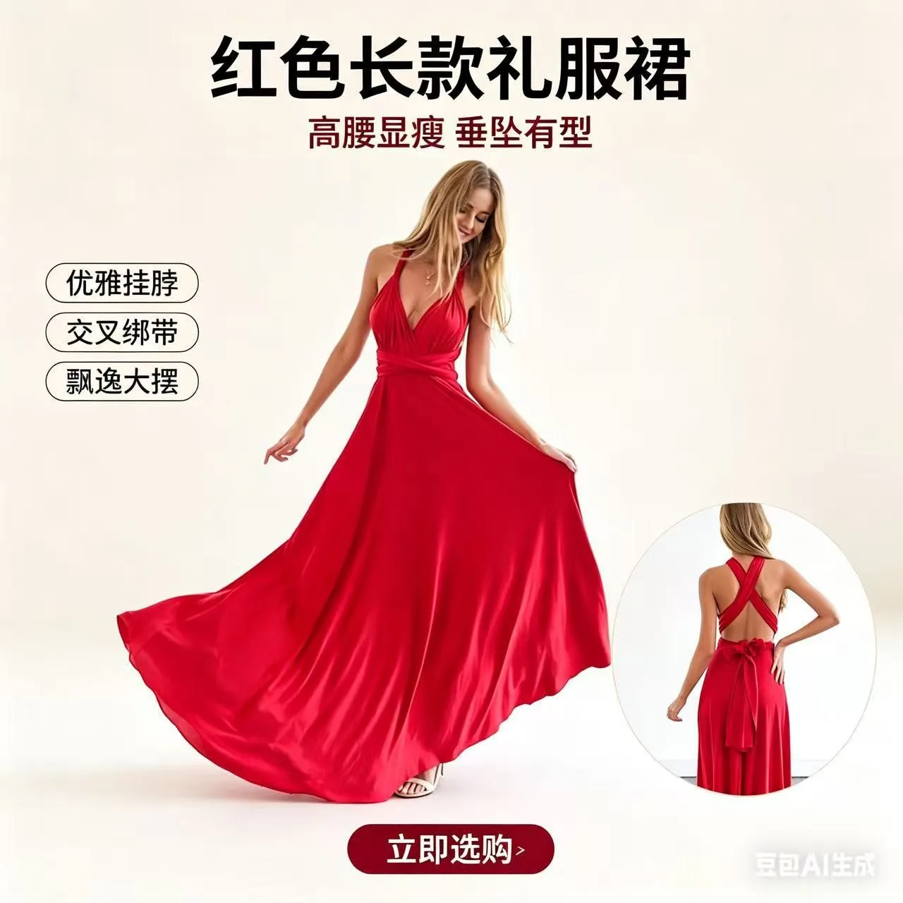 Sleeveless Wrap A-Line Satin Dress for Wedding Guest Summer Party Elegant Prom Cross Back Elastic Waist Solid Color Flowy Skirt