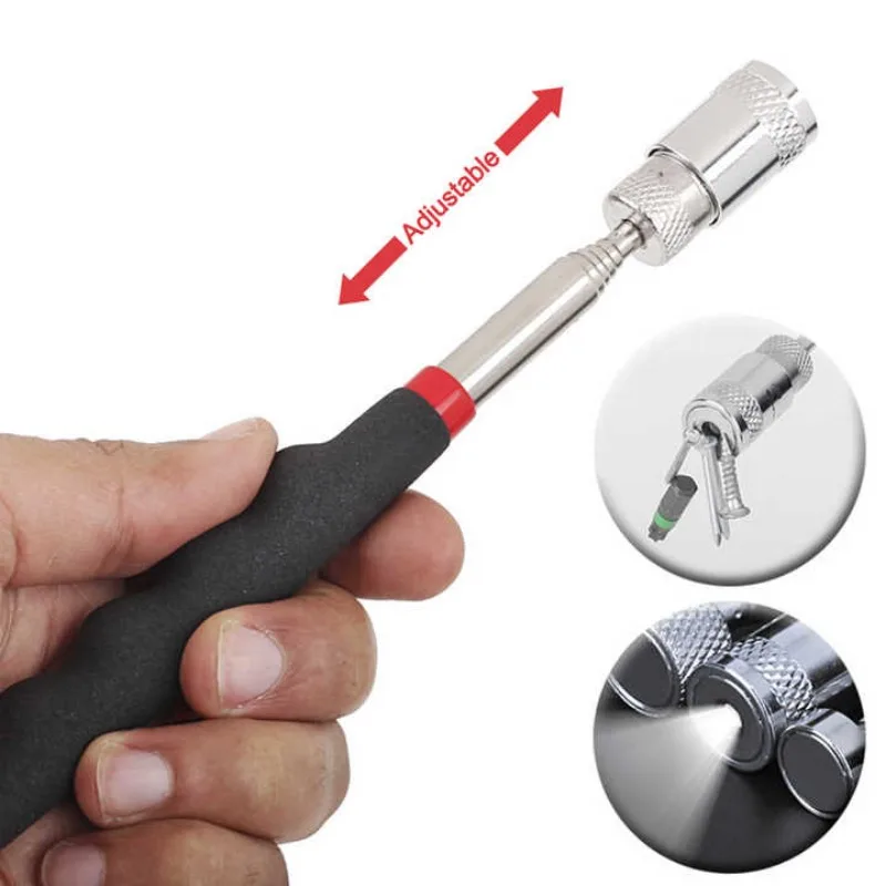 2/5/8/10LB Metal Pickup Stick Portable Metal Suction Stick Retractable Magnetic Pickup Auto Repair Tool with Light Magnetic Rod