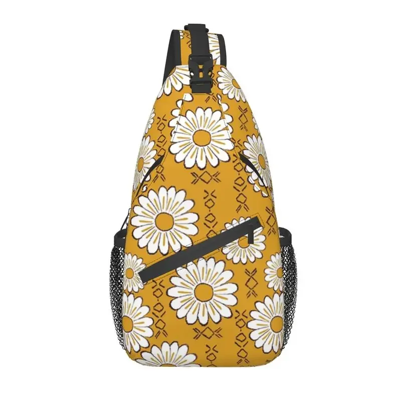 Sunflower Flower Sling Bags for Travel Hiking Hippie Pop Art Floral Pattern Chest Crossbody Backpack Shoulder Daypack