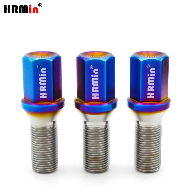 HRMin Factory Gr5 titanium  wheel bolt screws M14x1.5x28-38mm cone seat Long head For VW AUDI