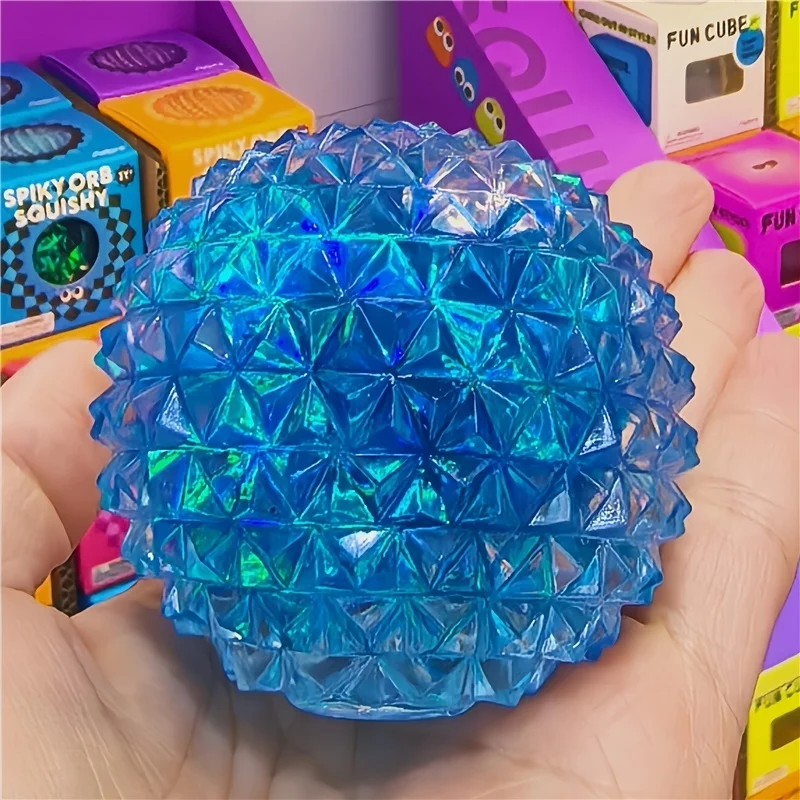 Diamond Cut Shining Squeeze Fidget Ball Iridescent Reflection Maltose Filling Squish Toy Slow Rising Stress Relief Desktop Gift