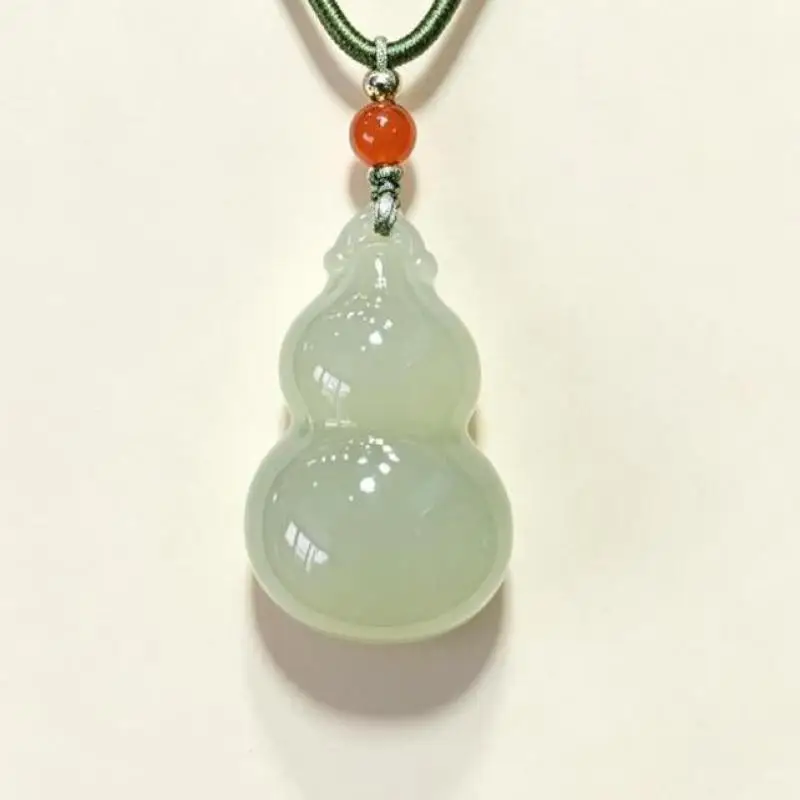 16*24mm Genuine China Nephrite Stone Jade Gourd Pendant Necklace Women Certified Jewelry Hetian Jade Lucky Charms Amulets