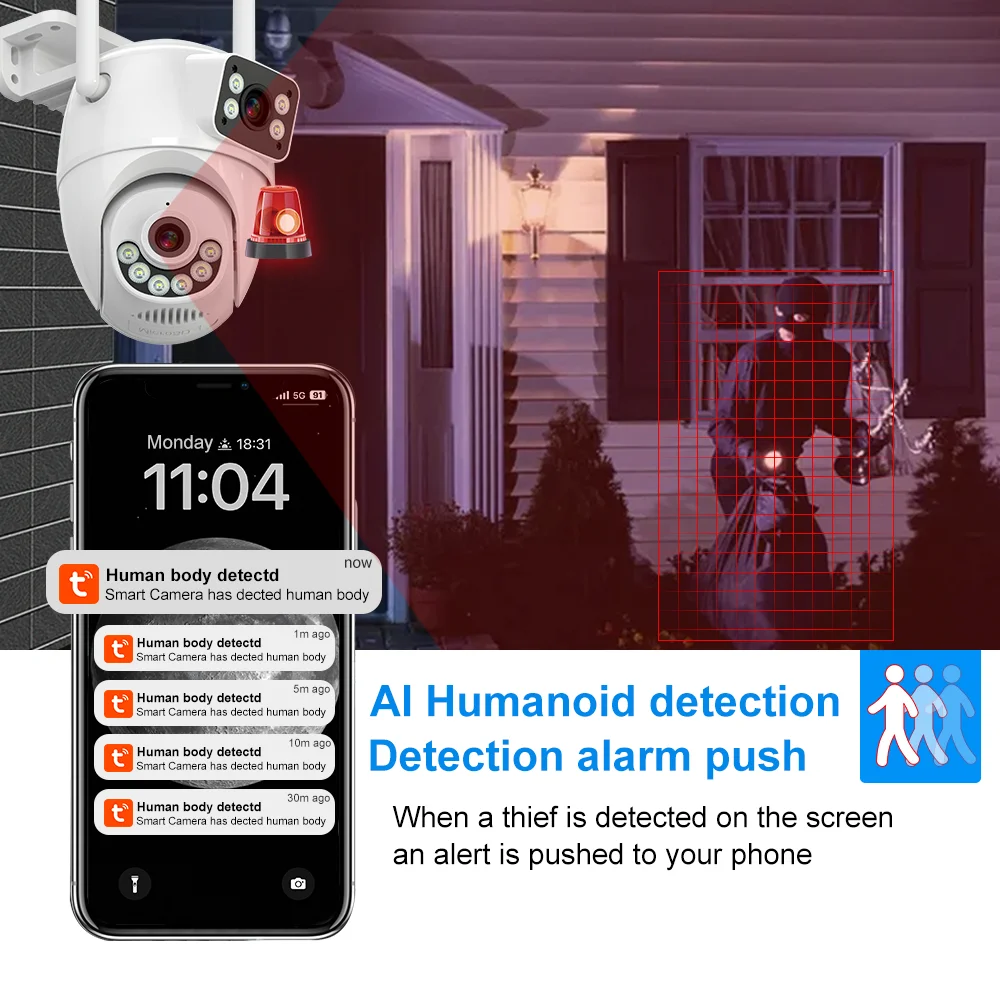 Tuya 8mp hd wifi câmera ptz ao ar livre lente dupla tela dupla ai rastreamento automático câmera ip suporte cor função de visão noturna cctv