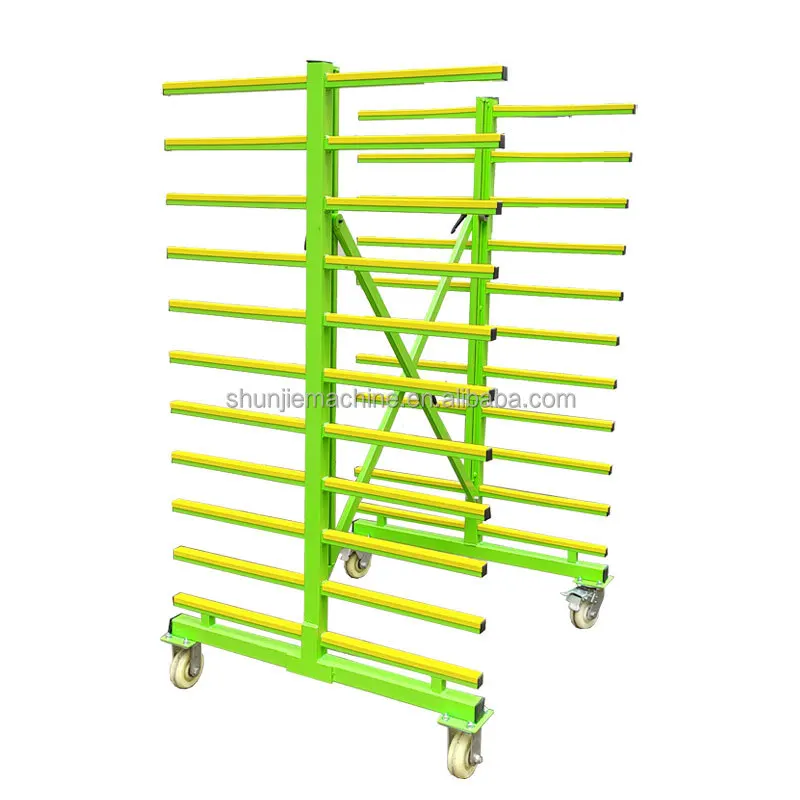 1560 Mm Length With 4 Wheels Foldable Double Side Material Rack
