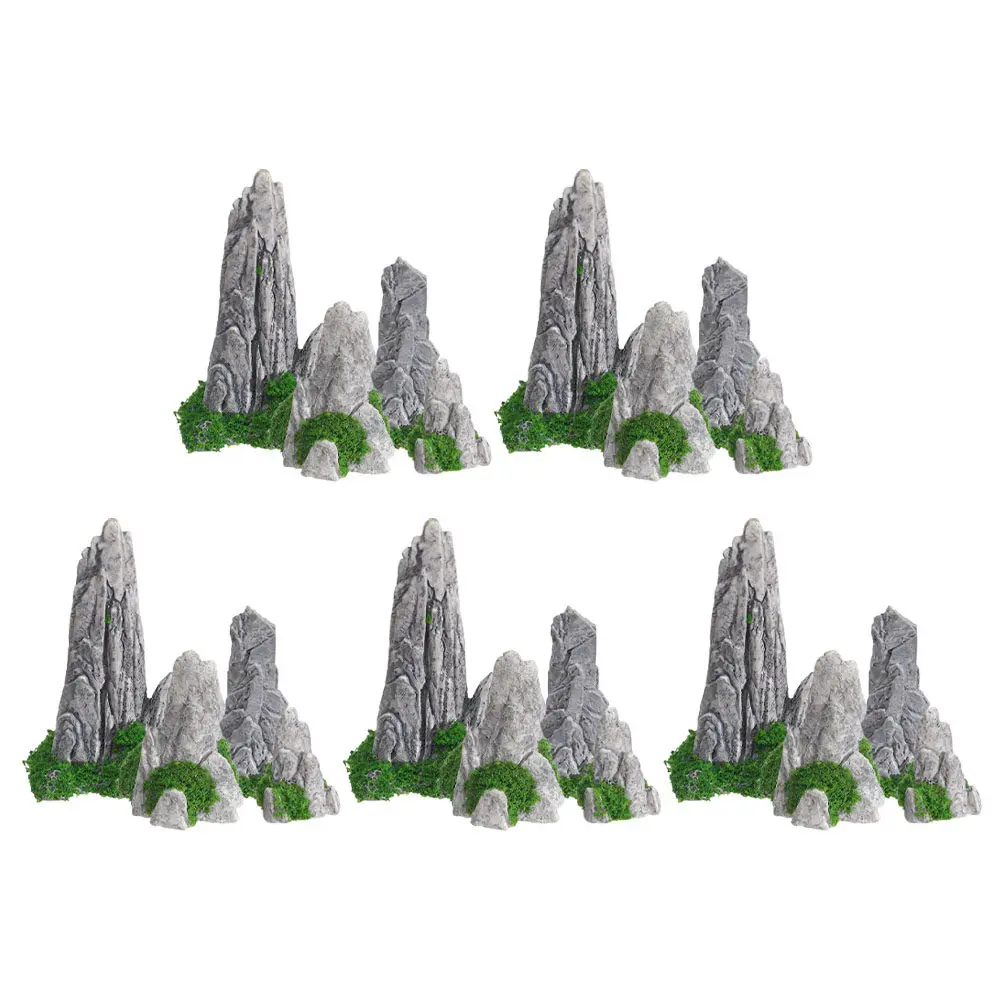 20Pcs Micro Landscape Decoration Mini Resin Rockery Artificial Mountain for Bonsai Terrarium Zen Garden Fish Tank Miniature