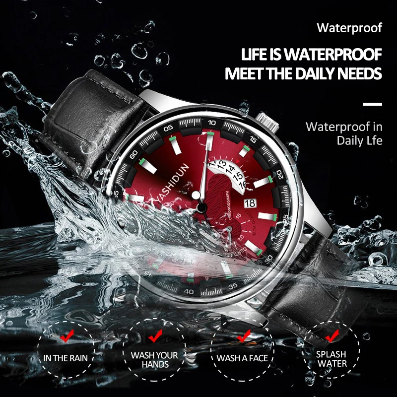 Luxury Top Brand Men's Watch Leather Watches Luminous Waterproof Watch Men Date Business Quartz Wristwatch Reloj Hombre