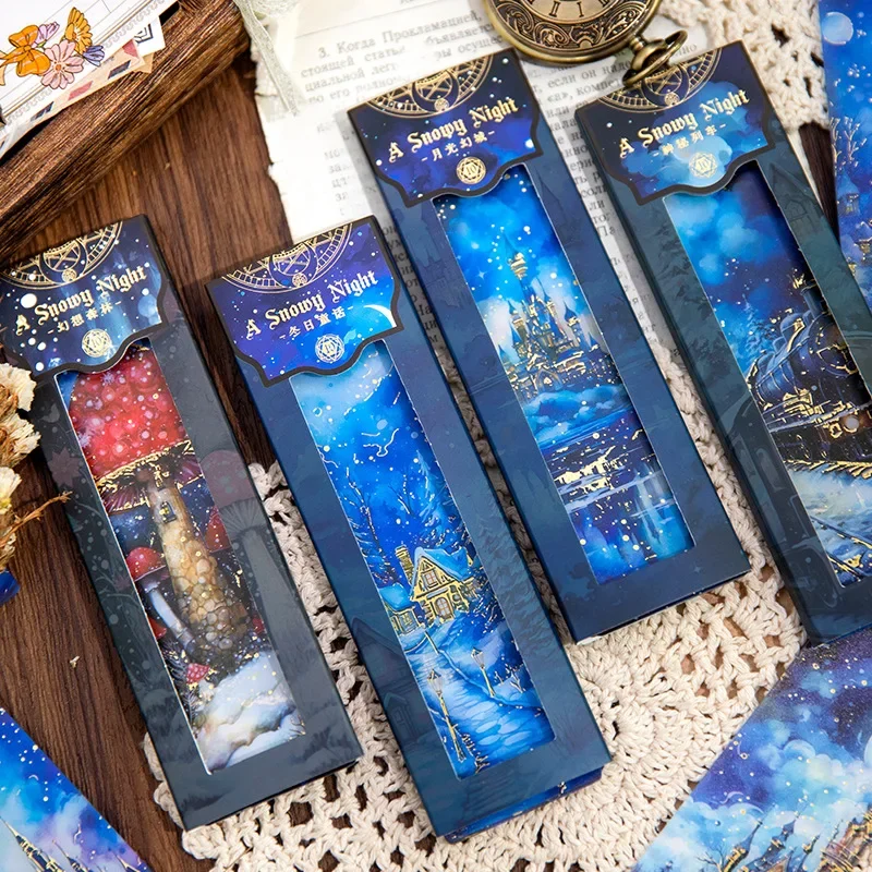 10pcs/pack PP Bookmarks A Snowy Night Fantasy Book Cards Dreamlike Scenery Ins Style