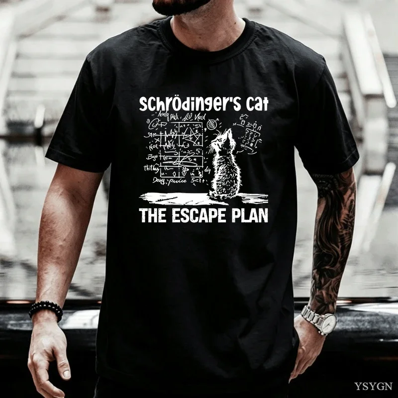 Schrodinger Cat T-shirt Physics Quantum Mechanics Creative Print Tshirt Short-sleeved Cotton T Shirt Science Men Women Clothes
