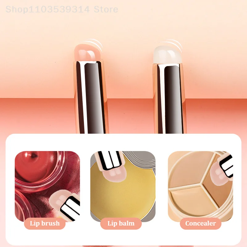 Pinceau de maquillage en silicone à tête ronde pour correcteur, accessoire portable, doux, pour rouge à lèvres