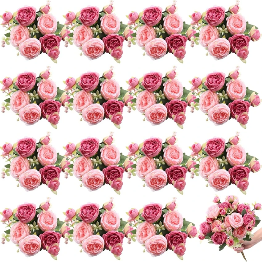

10Pcs Artificial Rose Flowers White Peony Festival Home Room Decoration Vase Wedding Arch Wreaths Garden Yard Fake Plant Gifts