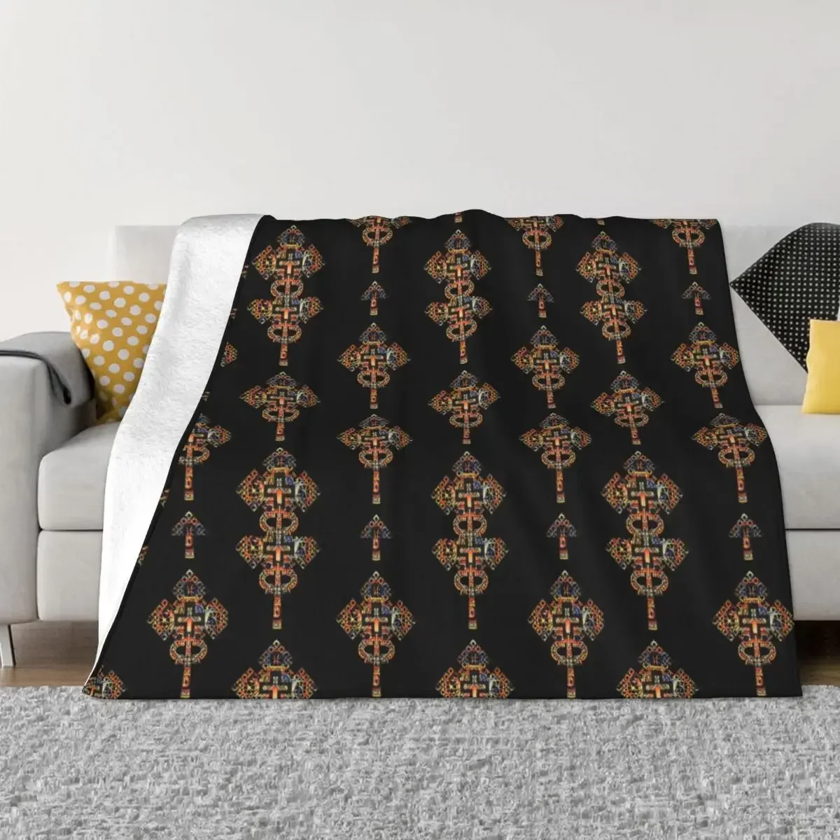 Ethiopian Cross Blanket Flannel Spring Autumn Art Empire Abyssinia Portable Ultra Soft Throw Blankets for Home Travel Rug Piece