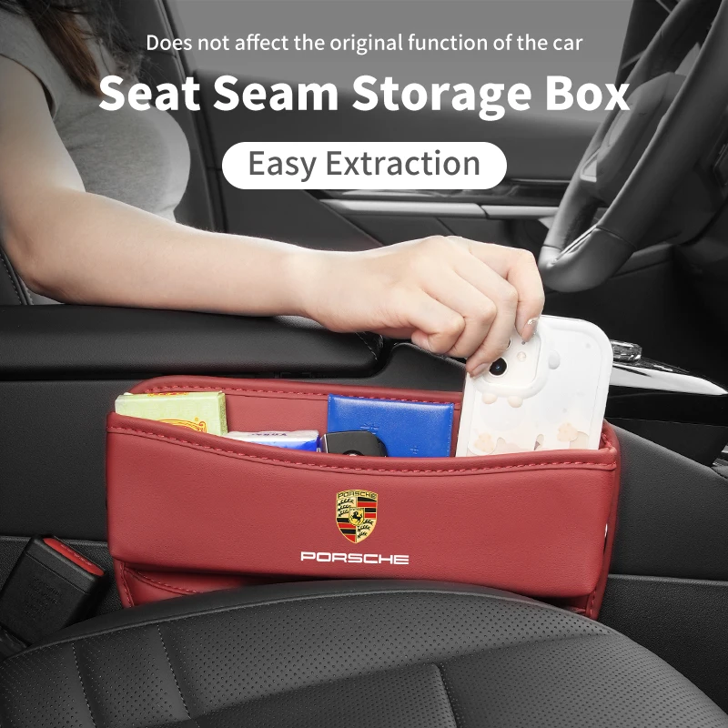 Car Seat Seam Organizer Leather Gap Filler Storage Bag Crevice Leak Plugs For Porsche 911 718 Cayenne Cayman Panamera Macan Tayc