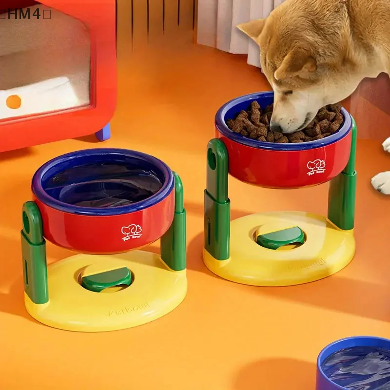 رفع شفط كأس وعاء الحيوانات الأليفة 3 مستوى تعديل الارتفاع حماية العمود الفقري العنقي أطباق الحيوانات الأليفة عدم الانزلاق مرتفعة الكلب أطباق طعام للقطط #4