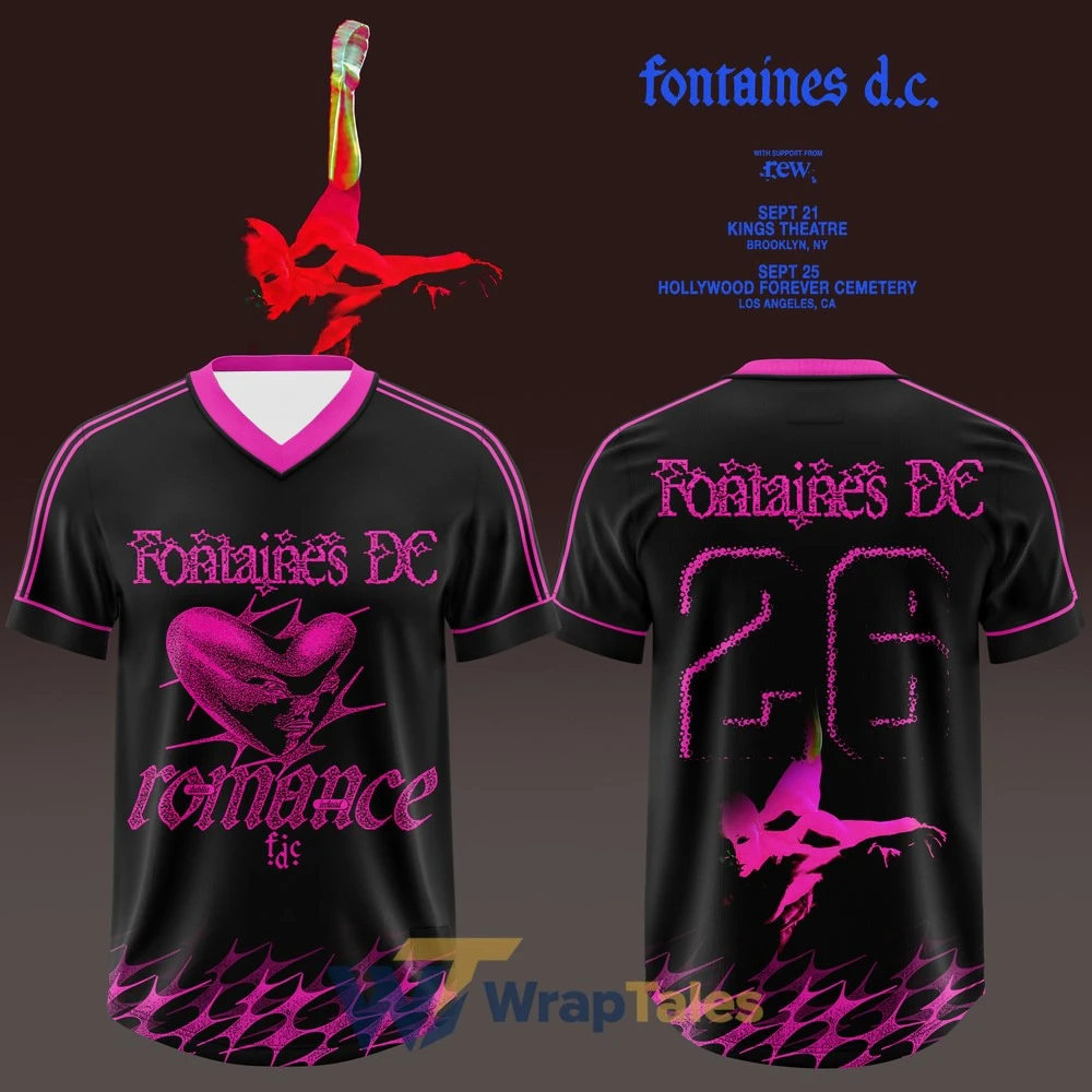 Men Women Ireland Fontaines D.c. Romance Tour Band Jersey Y2K Oversized Heart Romance Graphic Tour Merch Street Athletic Tops