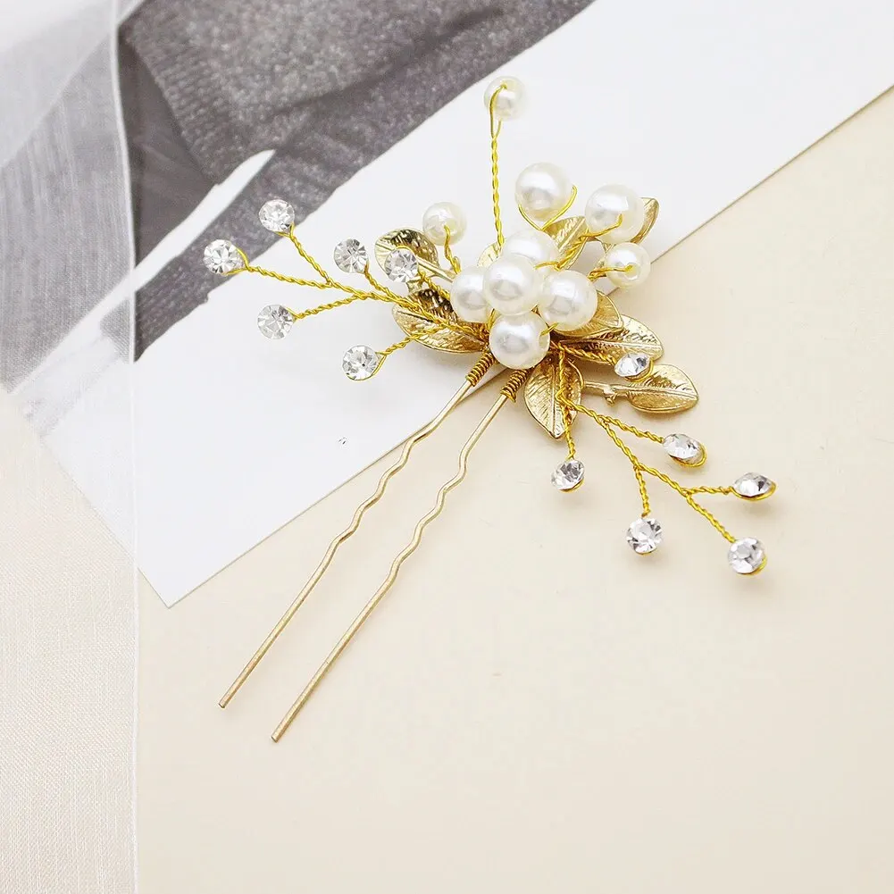 Perle U-förmige Haars pange Gabel Haarschmuck Kopf bedeckung Kopf bedeckung Geschenk Hochzeit Braut Haarschmuck Strass Haarnadeln – Detail 14