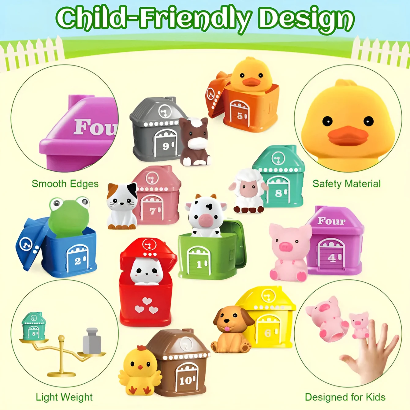 Children\'s Animal Finger Sleeve Doll Color Number Matching House Fun Cognitive Classification Puzzle Early Education Toys