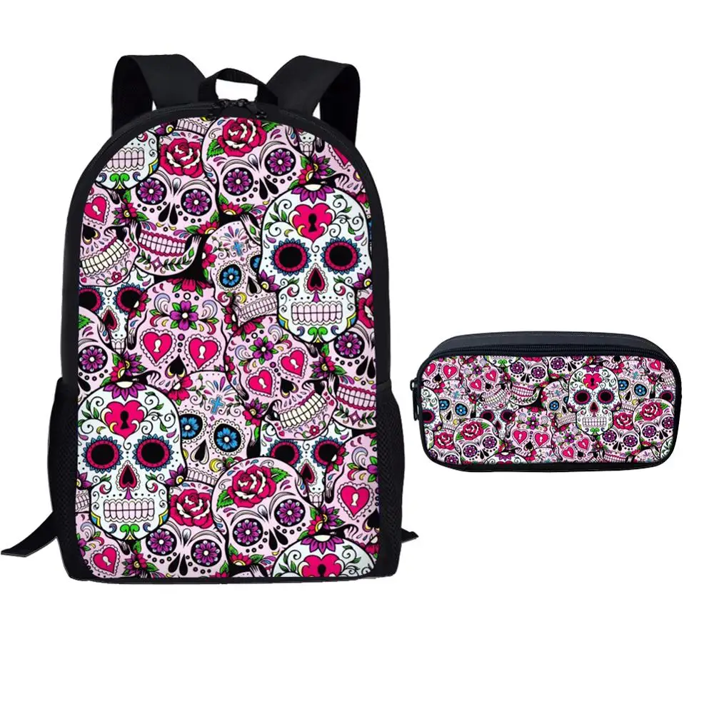 Candy Skull School Backpack for Teenagers Boys Girls Back Pack Kids Book Bag Daypack Women Daily Bagpack Children School Bags