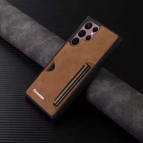 Card Slot PU Leather Back Cover Case For Samsung Galaxy S8 S9 S10 Note 10 20 S21 S22 S23 S24 FE S25 Ultra S20 Plus Shell