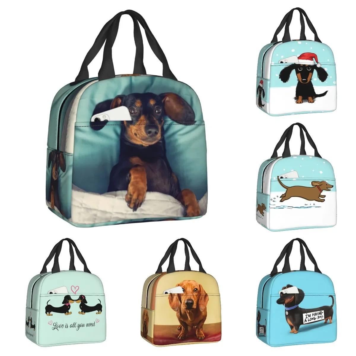 Dachshund Thermal Insulated Lunch Bag Women Badger Sausage the Wiener Dog Lunch Tote for Outdoor Camping Travel Storage Food Box