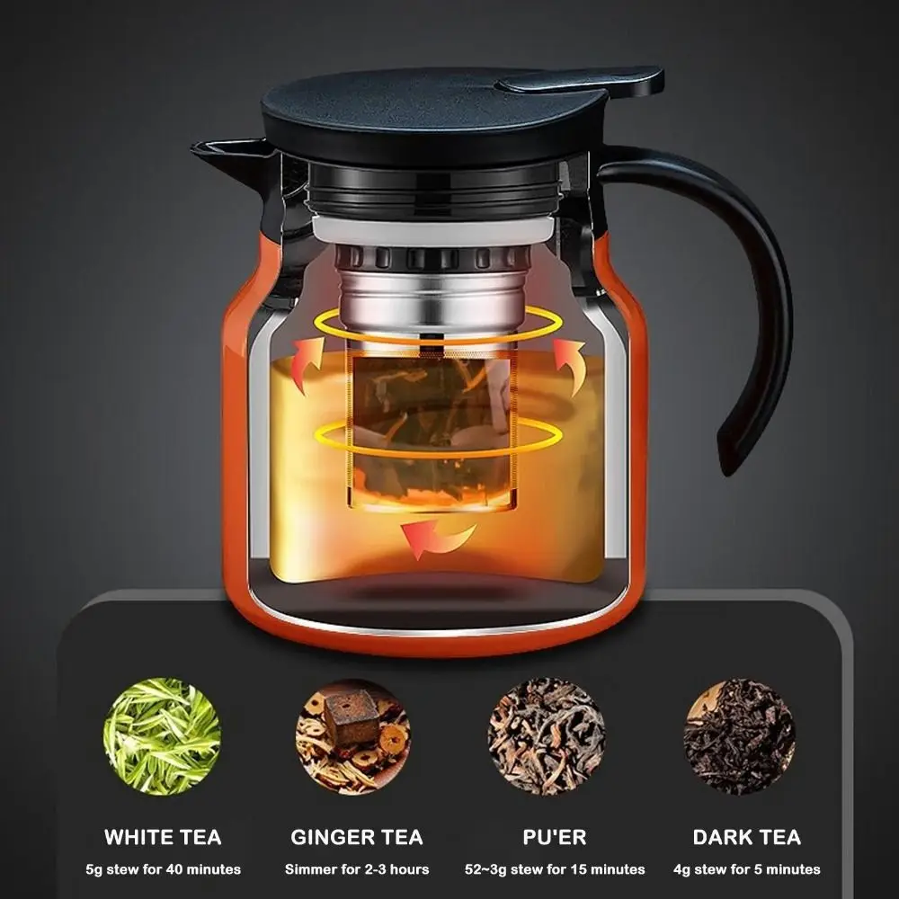 Simple Stainless Steel Tea Pot 1000ml Large Capacity Stewing Teapot Coffee Pot for Home Use
