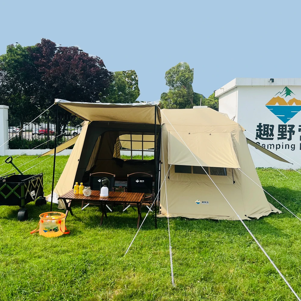 Wonder Wild Outdoor Camping Two Bedroom Family Tent Automatic Foldable Quick Open Waterproof Four-season Double Layer Straight