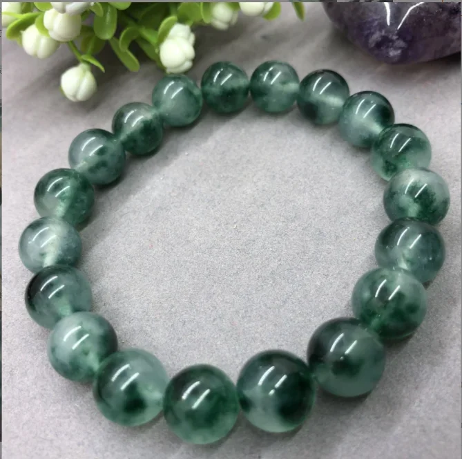 

Women Men's Natural Gemstone Stone Ice grass green Cuff Charm Bangle Bracelet