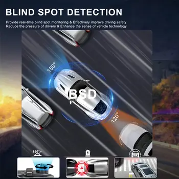 Podofo 9,66palcová palubní kamera 4K auto DVR s dvojitým objektivem HD zpětné zrcátko GPS WiFi záznamník do auta smyčka nahrávání detekce pohybu BSD 10 nejlepší prodej Dvoukanálový rekordér do zpětného zrcátka - №2