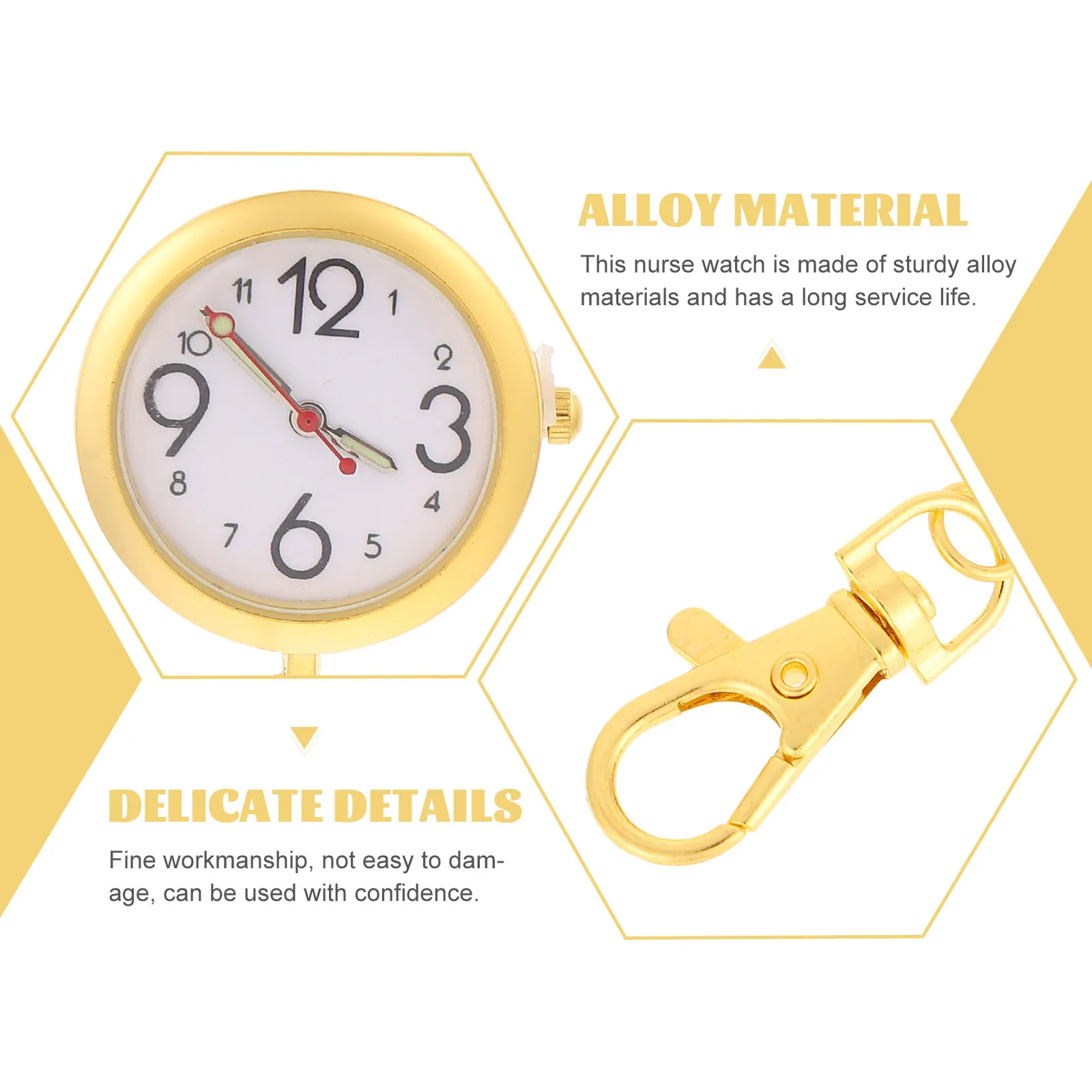 Alloy Nurse Pocket Watch with Keychain Buckle Clip on Hanging Watch for Professionals Doctors Nurses Hospital Staff