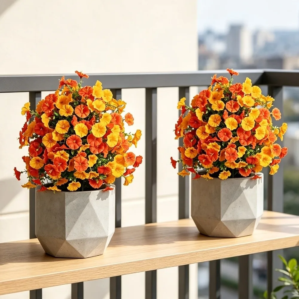 UV Resistant Artificial Morning Glory Flowers Waterproof Non-toxic Faux Violet Flowers Realistic Lifelike
