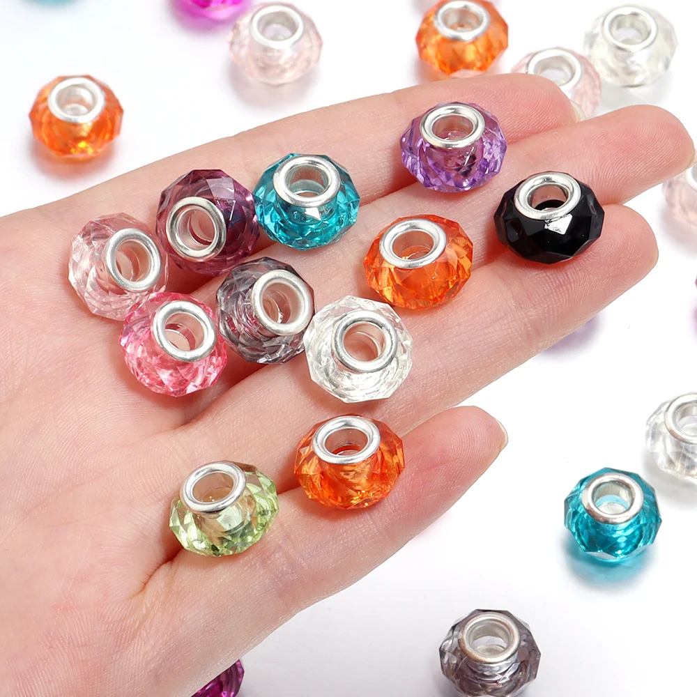 20 Stück/Lot 14mm Transparente Farbige Facettierte Harzperlen für Schmuckherstellung Großloch-Abstandsperlen DIY Armband Halskette Großhandel – Detail 2