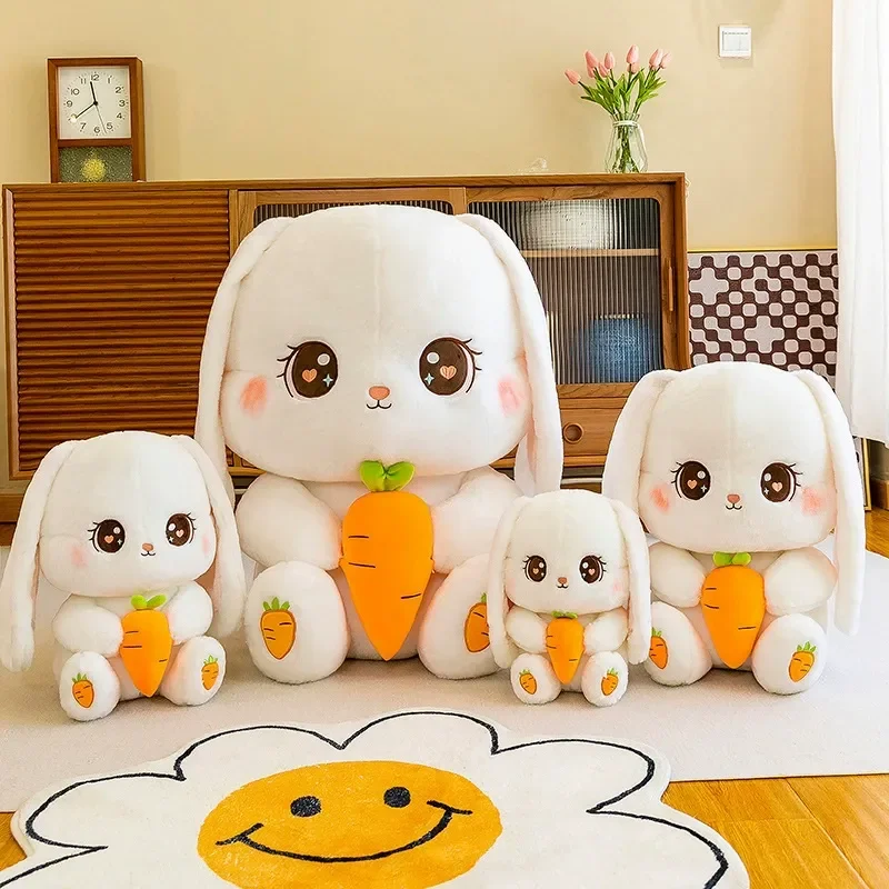 

30cm Eat Carrot Rabbit Plush Toy Cute Carrot Embroidery Big Eyes Sleep To Accompany The Small White Rabbit Doll Festival Gifts