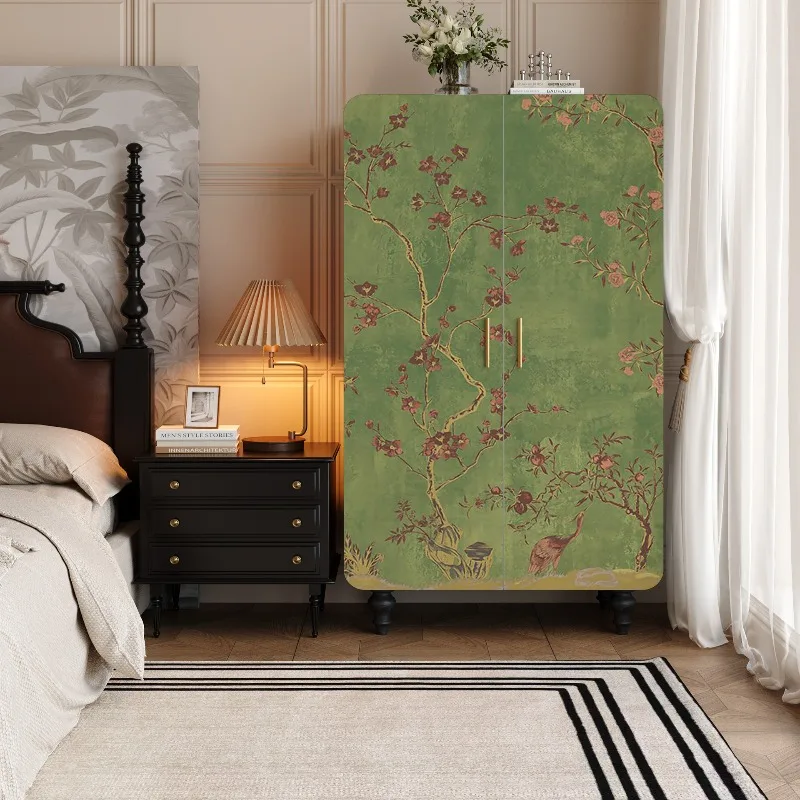 Large-capacity storage clothes  abinets are free of installation, solid wood painted storage cabinets y