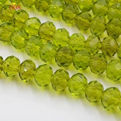 FLTMRH  Olive GreenColors 4mm 140pcs Rondelle Austria faceted Crystal Glass Beads Loose Spacer Round Beads for Jewelry Making