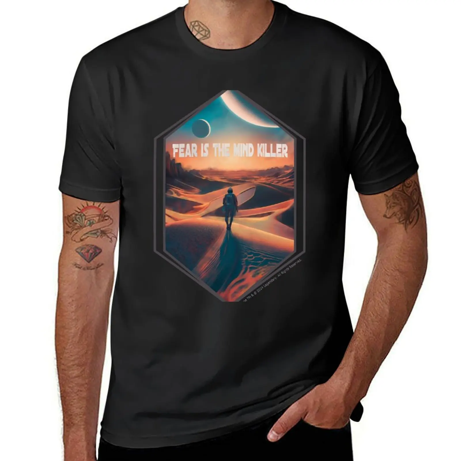 DUNE. Fear Is The Mind Killer (black background) T-Shirt blanks plain hippie clothes for a boy plain white t shirts men