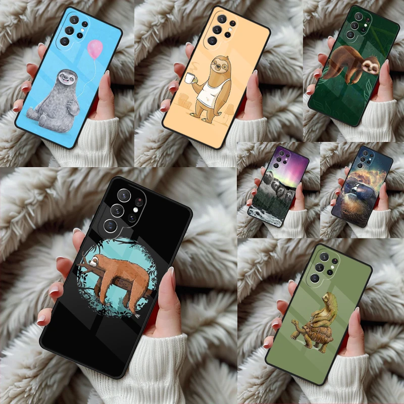 Sloth Cute Animal Phone Case For Samsung Galaxy S24 S25 S26 Ultra S22 S23 Plus S21 S20 FE Note10 TPU Cover