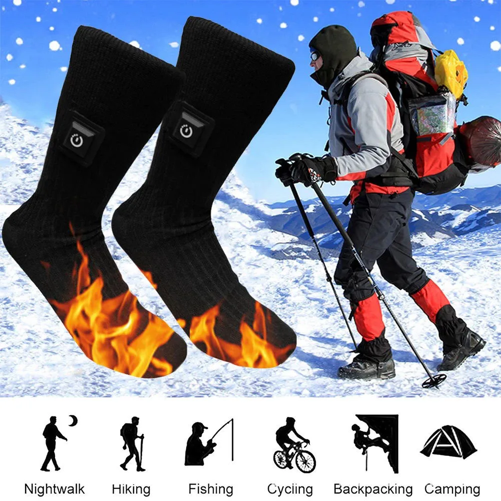 Chaussettes chauffantes électriques avec télécommande, chauffe-pieds thermiques, 3 températures réglables, USB, métropolitain, cyclisme, ski, hiver