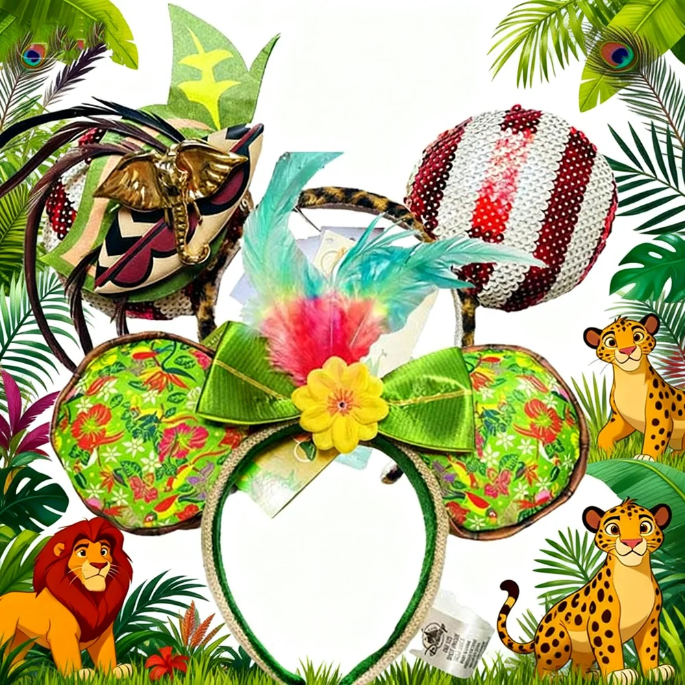 

Disney Mickey Mouse Headbands Lion King Leopard Tropical Plant Bows Headband Birthday Party Halloween Cosplay Costume For Women