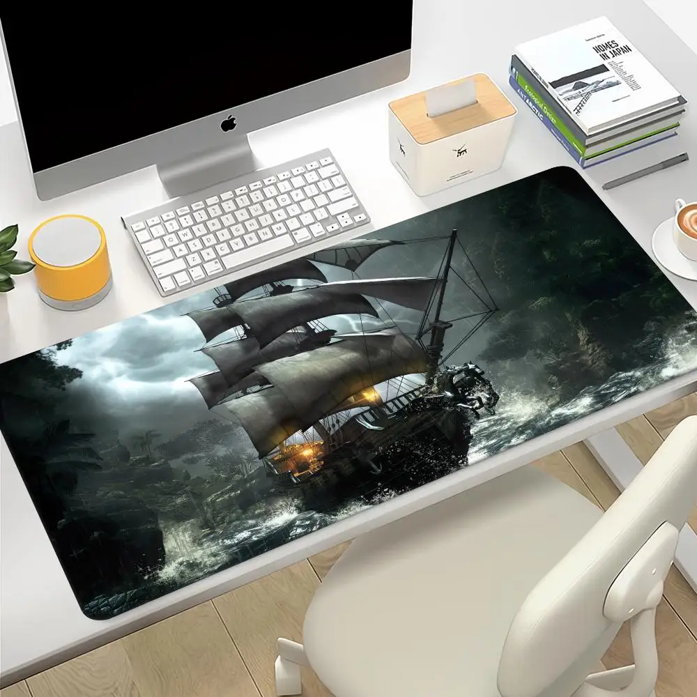 Pirate Ship Gaming Mouse Pad, Extended Desk Mat ,Non-Slip Rubber Keyboard Mouse Mat,XXL Computer Table Surface For Accessories