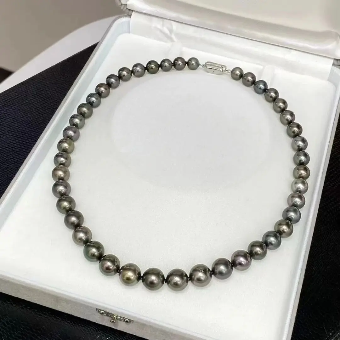 316L Austial Imported 8mm Crystal Black Pearls Necklaces for Women or Men or Unisex Fashion Presents