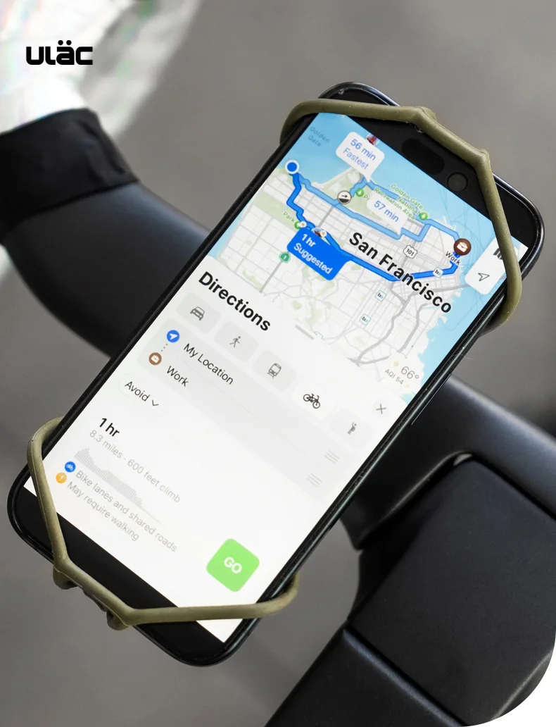 ULAC 360 ° Drehbarer Handyhalter für Fahrrad und Motorrad, sichere Halterung aus Silikon, Pull-Typ-Halterung für alle Handys. – Detail 1