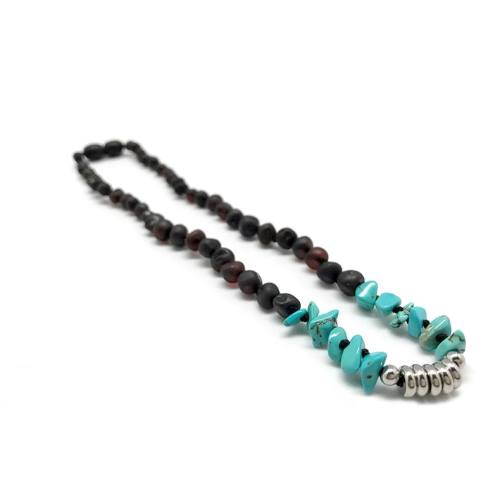 

Ожерелье из натуральных камней, матовое, Вишневое, Янтарное, бирюзовое колье с бусинами неправильной формы для детей, женское ювелирное изделие, противовоспалительный подарок